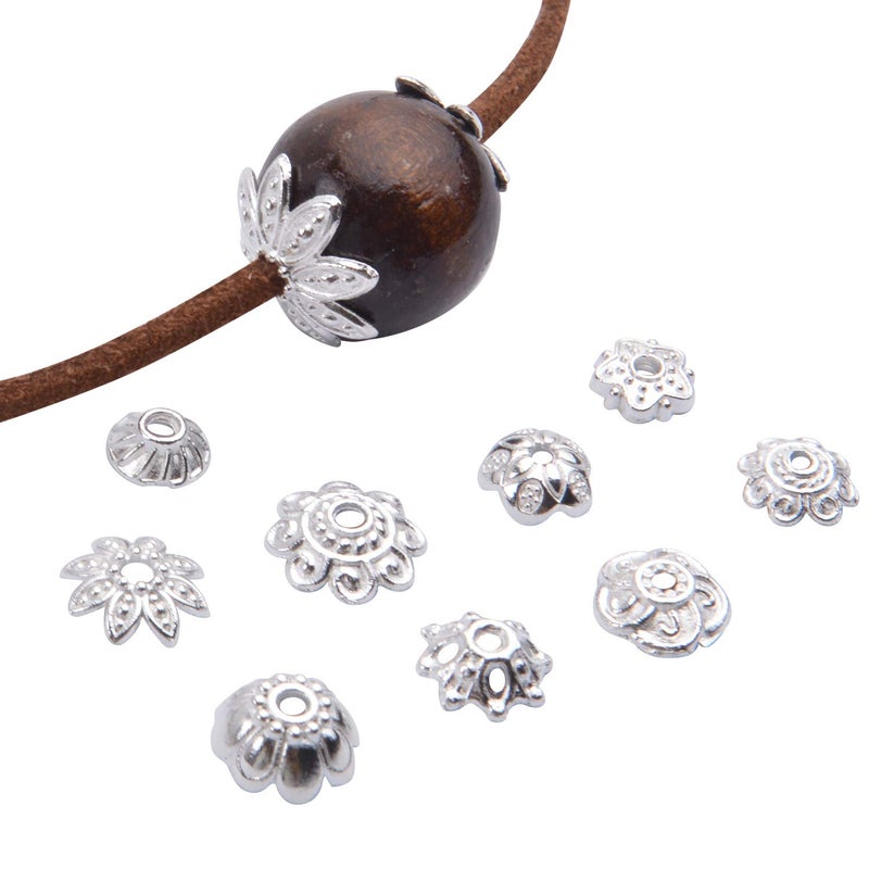 BronaGrand 100 Gram(About 180-350pcs) Bead Caps Metal Spacers Jewelry Findings Accessories for Bracelet Necklace Jewelry Making,Silver - Image 5